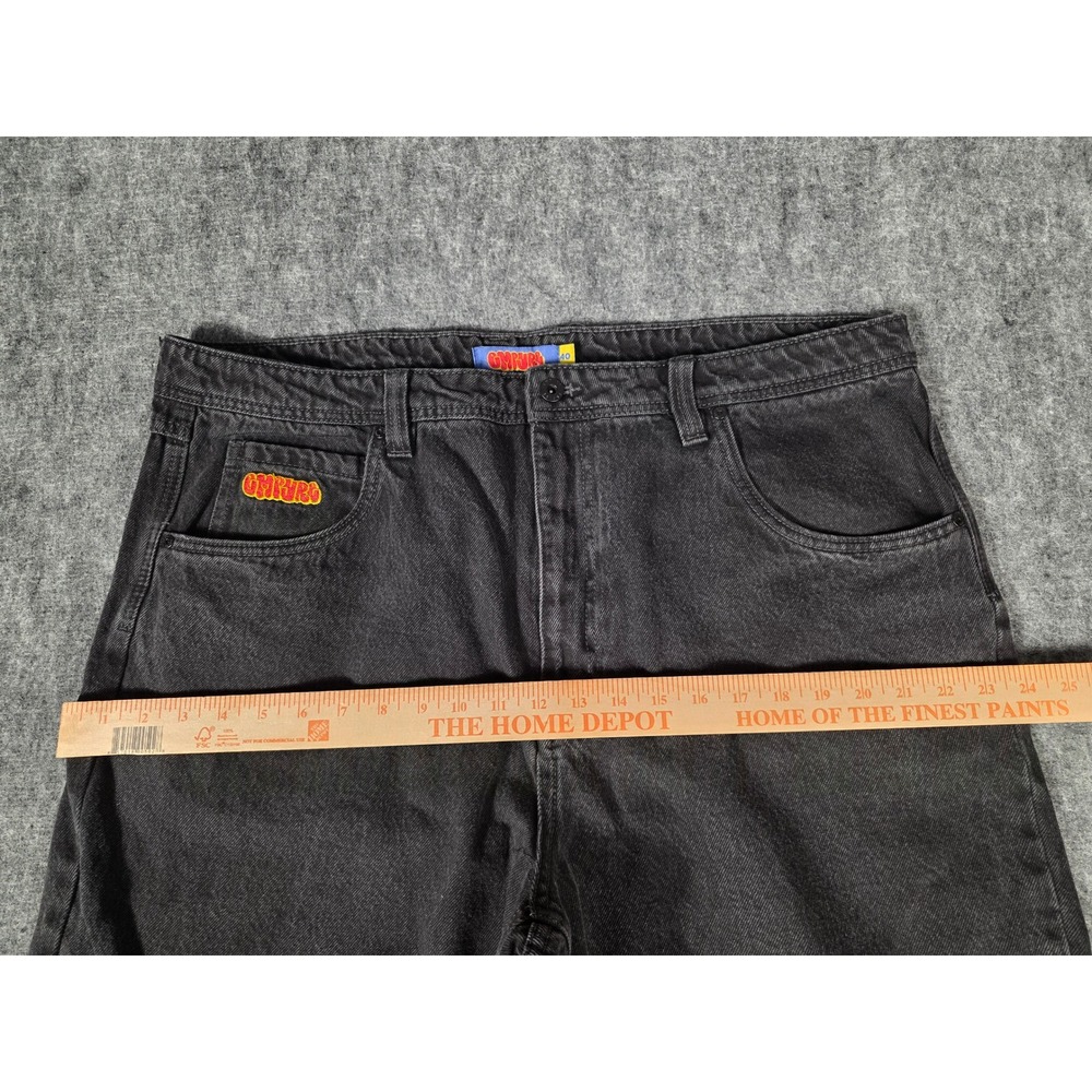 Zumiez Empyre Relax Skate Jeans Mens Washed Black Baggy Wide Leg Raw Hem Denim - Picture 8 of 12